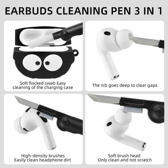 Alt view image 3 of 7 - for AirPods Pro 3 Case Cute, Silicone Anime Design, Black with Cleaner kit, Case for AirPods Pro 3rd Generation, Funny 3D Cartoon Case Cover for AirPod Pro3 for Women Men Girls Boys