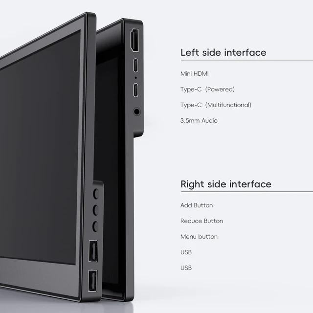 Alt view image 3 of 7 - Small Portable Monitor 11.6", Ultra-Slim Mini Monitor Display with Smart Cover, Plug & Play USB-C/HDMI External Second Screen Travel Monitor