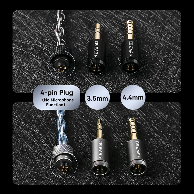 Alt view image 5 of 7 - KBEAR P34 IEM Cable, 5N 2-Strands 98-Core OFC Silver-Plated HiFi Earphone Upgrade 2Pin Cable, Interchangeable 3.5mm/4.4mm Plug, in Ear Monitors Headphones Replacement Wire for Audiophile Musician