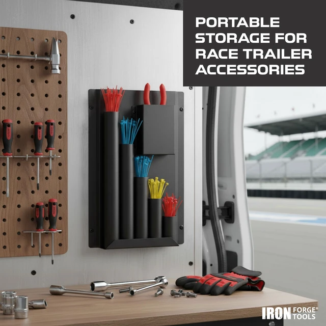 Alt view image 7 of 7 - Zip Tie Holder, Cable Tie Organizer for Trailer Storage Black Powder Coated Steel, Wall Mounted, Includes Mounting Hardware, For Work Truck & Garage Organization