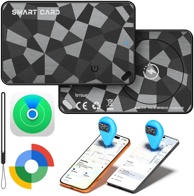 Main image of Wallet Tracker Card for iOS & Android, 6-13 Year Battery Slim Bluetooth Smart Card, Credit Card Size Smart GPS for Wallet Passport, Works with Apple Find My & Google Find Hub, Wireless Charging (2)