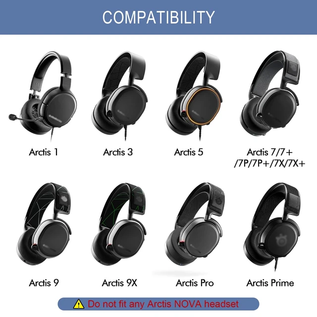 Alt view image 2 of 7 - GEVO Ear Pads for SteelSeries Arctis 1/3/5/7/7P/7X/9/Pro/Prime - Black Also for Arctis 7/7+/7P/7X, Arctis 9/9X Headset, Earpads Cushions Replacement with Mesh Fabric, High-Density Foam