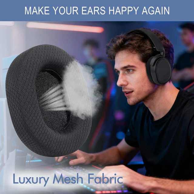 Alt view image 5 of 7 - GEVO Ear Pads for SteelSeries Arctis 1/3/5/7/7P/7X/9/Pro/Prime - Black Also for Arctis 7/7+/7P/7X, Arctis 9/9X Headset, Earpads Cushions Replacement with Mesh Fabric, High-Density Foam