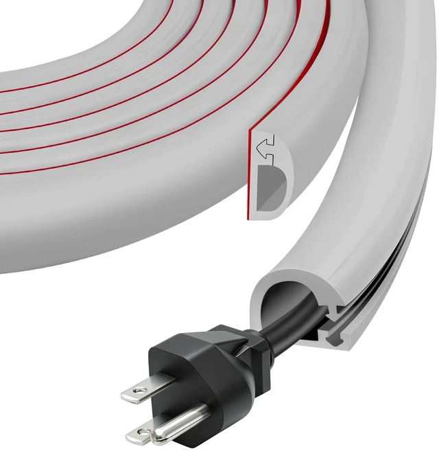 Main image of Wall Cord Hider, Side-Open Cable Raceway for on Wall,Gray,Regular-118inch Wall Cord Hider,Flexible Self-Adhesive Wire Cover,Side-Open Cable Raceway,for Wall Cord,Mounted TV,Home Theater & Office