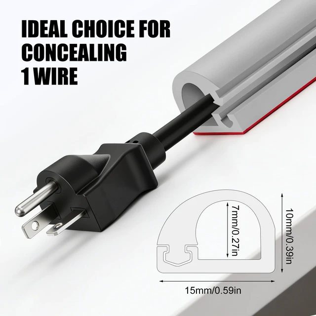 Alt view image 2 of 7 - Wall Cord Hider, Side-Open Cable Raceway for on Wall,Gray,Regular-118inch Wall Cord Hider,Flexible Self-Adhesive Wire Cover,Side-Open Cable Raceway,for Wall Cord,Mounted TV,Home Theater & Office