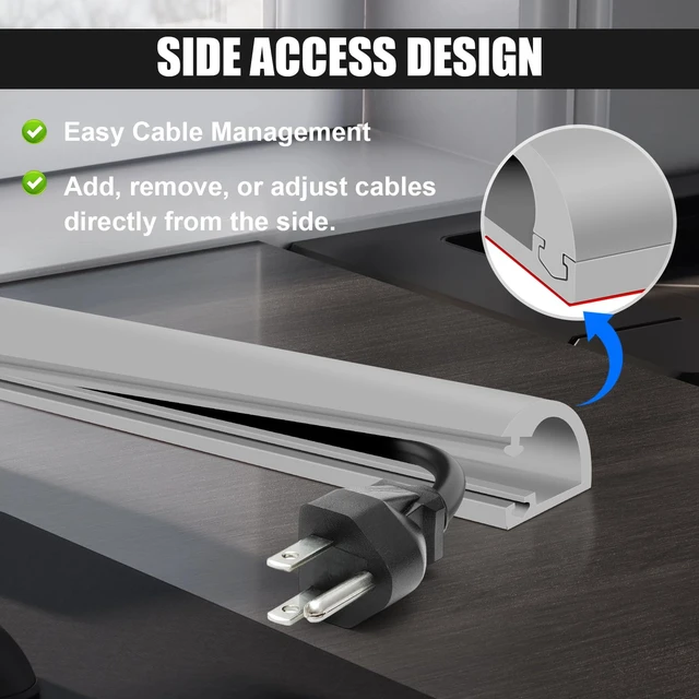 Alt view image 5 of 7 - Wall Cord Hider, Side-Open Cable Raceway for on Wall,Gray,Regular-118inch Wall Cord Hider,Flexible Self-Adhesive Wire Cover,Side-Open Cable Raceway,for Wall Cord,Mounted TV,Home Theater & Office