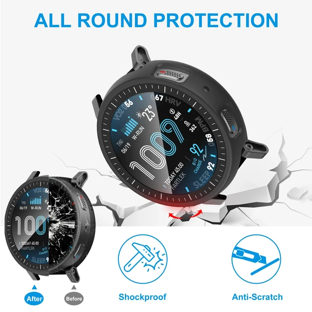 Alt view image 5 of 7 - 6 Pack Case Compatible for Amazfit Active Max with Tempered Glass Screen Protector, Shockproof Hard PC Bumper Protective Cover Compatible with Amazfit Active Max