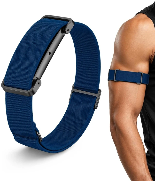 Main image of Nylon Sport Bicep Bands Compatible with Google Fitbit Air Band Adjustable Elastic Arm Strap with Metal Frame Case, Breathable Replacement Arm Band for Fitbit Air Tracker Men Women