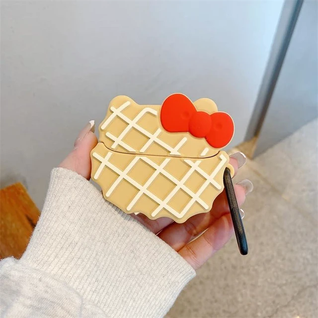 Alt view image 2 of 7 - for Samsung Galaxy Bud 3 Pro Case/Buds3/Buds 3 FE, Creative Cartoon Anime Red Bowknot Cat Waffle Cookie Silicone Shockproof Protective Cover Headphone Earphone EarPods Case Accessories -Kitty Waffle