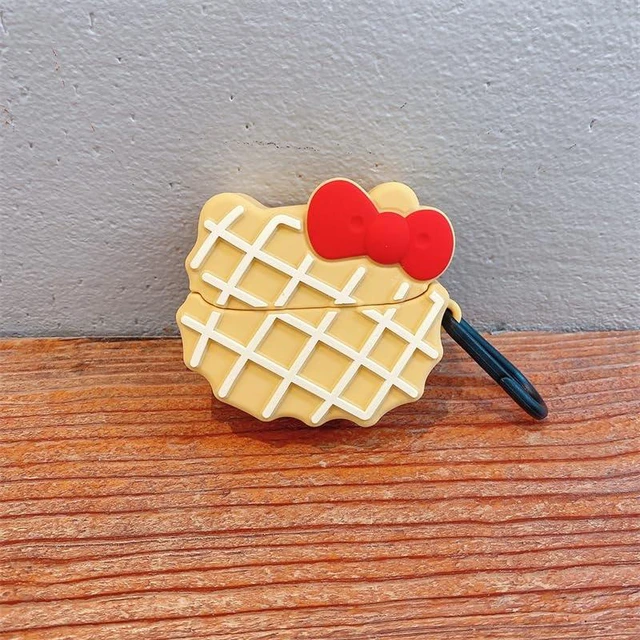 Alt view image 3 of 7 - for Samsung Galaxy Bud 3 Pro Case/Buds3/Buds 3 FE, Creative Cartoon Anime Red Bowknot Cat Waffle Cookie Silicone Shockproof Protective Cover Headphone Earphone EarPods Case Accessories -Kitty Waffle
