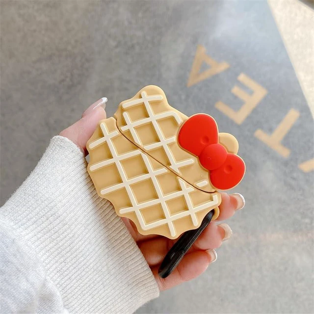 Alt view image 7 of 7 - for Samsung Galaxy Bud 3 Pro Case/Buds3/Buds 3 FE, Creative Cartoon Anime Red Bowknot Cat Waffle Cookie Silicone Shockproof Protective Cover Headphone Earphone EarPods Case Accessories -Kitty Waffle