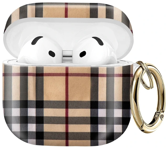 Main image of Compatible with AirPod 4 Protective case with Gold Key Ring for 2024 Fourth Generation AirPod. Shockproof, dustproof, Wireless Headphone Protective case.Camel Lattice
