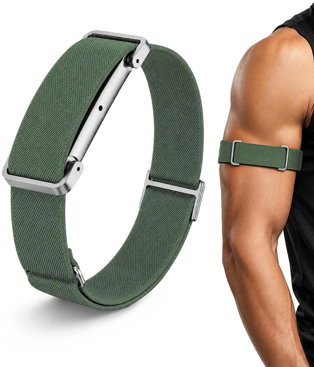 Main image of Nylon Sport Bicep Bands Compatible with Google Fitbit Air Band Adjustable Elastic Arm Strap with Metal Frame Case, Breathable Replacement Arm Band for Fitbit Air Tracker Men Women