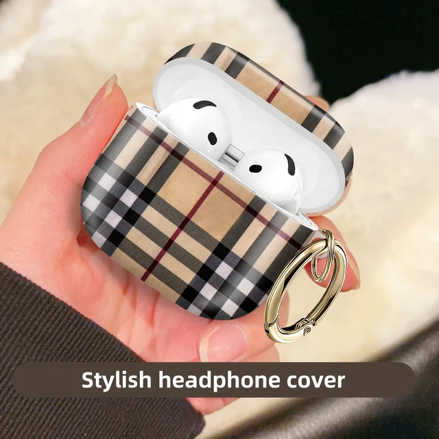 Alt view image 2 of 6 - Compatible with AirPod 4 Protective case with Gold Key Ring for 2024 Fourth Generation AirPod. Shockproof, dustproof, Wireless Headphone Protective case.Camel Lattice