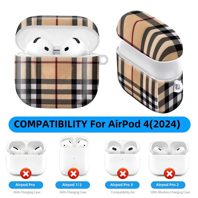 Alt view image 4 of 6 - Compatible with AirPod 4 Protective case with Gold Key Ring for 2024 Fourth Generation AirPod. Shockproof, dustproof, Wireless Headphone Protective case.Camel Lattice