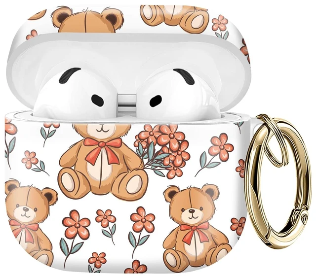 Main image of Compatible with AirPod 4 Protective case with Gold Key Ring for 2024 Fourth Generation AirPod. Shockproof, dustproof, Wireless Headphone Protective case.Baby Bear