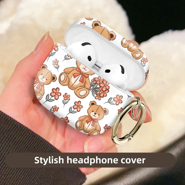 Alt view image 2 of 6 - Compatible with AirPod 4 Protective case with Gold Key Ring for 2024 Fourth Generation AirPod. Shockproof, dustproof, Wireless Headphone Protective case.Baby Bear
