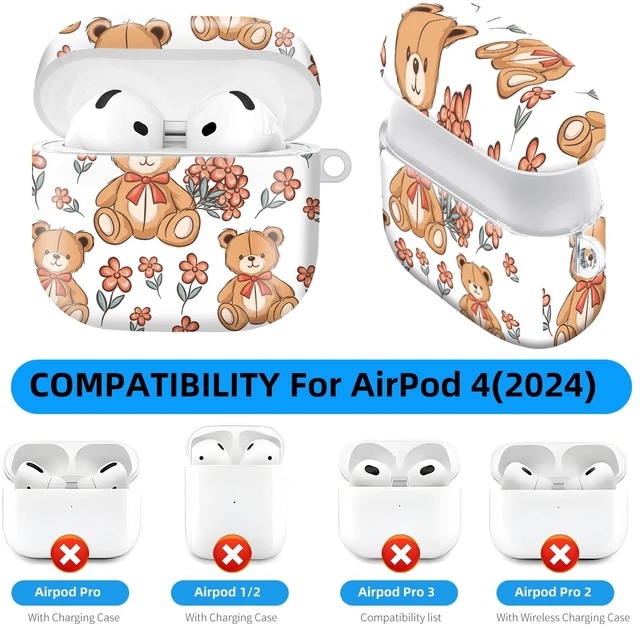 Alt view image 4 of 6 - Compatible with AirPod 4 Protective case with Gold Key Ring for 2024 Fourth Generation AirPod. Shockproof, dustproof, Wireless Headphone Protective case.Baby Bear