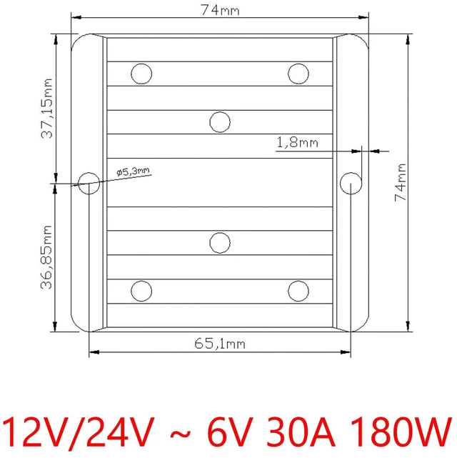 Alt view image 5 of 7 - Waterproof 12V/24V to 6V 30A 180W Step Down DC/DC Power Converter Regulator