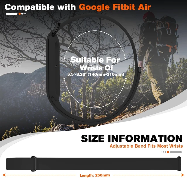 Alt view image 6 of 7 - Silicone Bands Compatible with Google Fitbit Air Breathable Adjustable,Fitness Tracker Replacement Strap,for strength training, leisure and sports Men Women