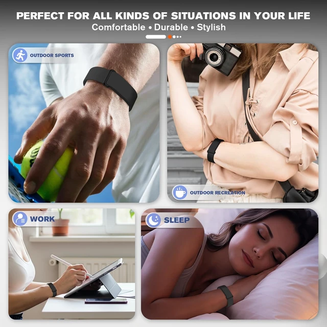 Alt view image 7 of 7 - Silicone Bands Compatible with Google Fitbit Air Breathable Adjustable,Fitness Tracker Replacement Strap,for strength training, leisure and sports Men Women