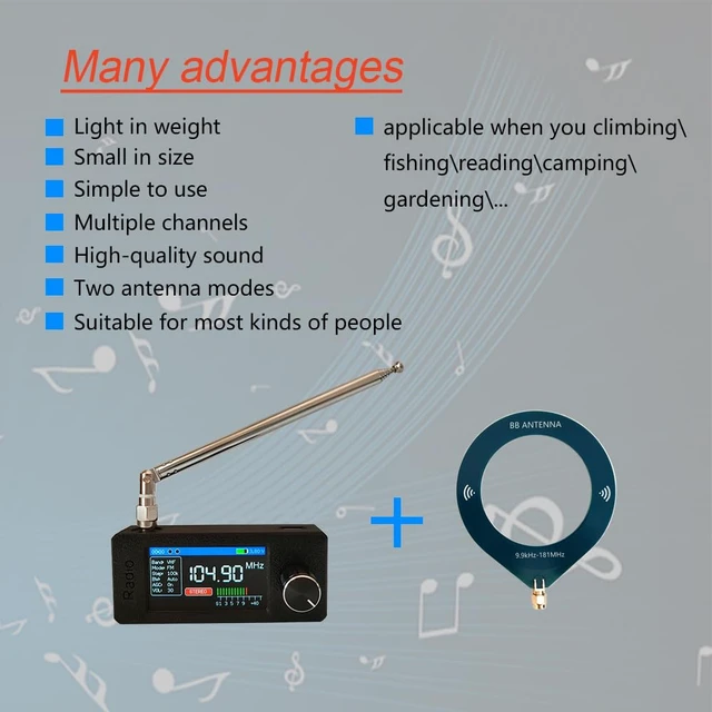 Alt view image 2 of 7 - Upgraded Portable SI4732 Mini Radio with 1.9 Inch IPS Color Screen and Long Battery Life,Portable AM FM LSB USB Transistor Radios, AM/FM Pocket Radios Receiver,Headphones with Headphone Amplifier