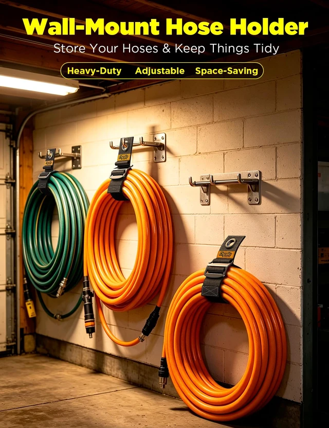 Alt view image 3 of 7 - 3-Pack Extension Cord Organizer, Gravity-Lock Holder for Workshop Adjustable Extension Cord Holder, Heavy-duty Cable Straps for Garage Organization Gadgets