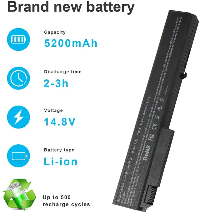 Alt view image 3 of 7 - Battery for HP EliteBook 8530p 8530w 8540p 8730p 8540w 8730w 8740w HSTNN-LB60