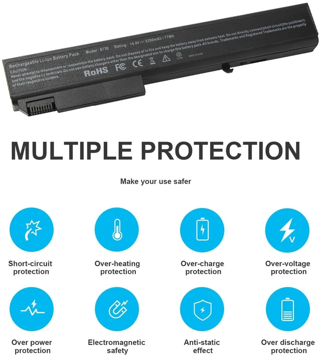 Alt view image 6 of 7 - Battery for HP EliteBook 8530p 8530w 8540p 8730p 8540w 8730w 8740w HSTNN-LB60