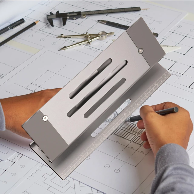 Alt view image 5 of 7 - Aluminum Fold & Laptop Riser Stand 3-in-1 Adjustable, Foldable Cooling Stand with Integrated Storage Box, Ruler and Ultra-Slim Portable Design for MacBook, Tablet, Ipad, Keyboard and All Laptop