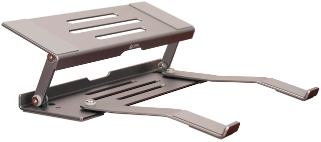 Alt view image 7 of 7 - Aluminum Fold & Laptop Riser Stand 3-in-1 Adjustable, Foldable Cooling Stand with Integrated Storage Box, Ruler and Ultra-Slim Portable Design for MacBook, Tablet, Ipad, Keyboard and All Laptop