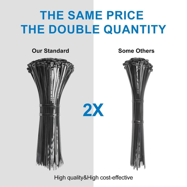Alt view image 2 of 7 - Zip Ties 10 Inch -500 Pcs Black Cable Ties for Cable Management Black Zip Ties 60lbs Tensile Strength, Self-Locking Cable Ties, UV & Flame Resistant Nylon Zipties for Indoor and Outdoor Use