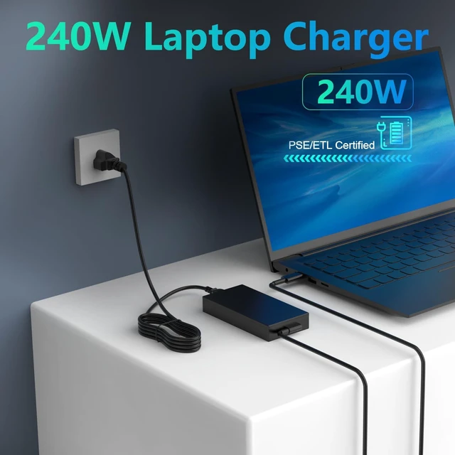 Alt view image 6 of 7 - 240W Laptop Charger Replacement for Asus Rog Zephyrus G16 G14 for Rog Zephyrus G16 G14 GU605 GA605 GA403, TUF Gaming A14 A16 A18 FA808 FA401 FA608, ProArt P16 PX13 H7606 HN7306 V16 V3607