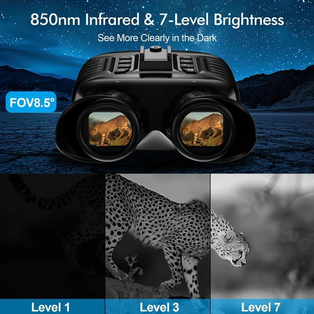 Alt view image 4 of 7 - Night Vision Goggles - 4K Head-Mounted Night Vision Binoculars for Adult with 4500mAh Battery, Infrared Vision, 8X Zoom, 32GB SD Card and Card Reader for Camping & Security
