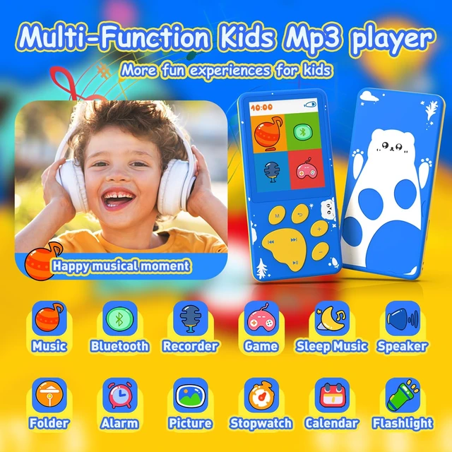 Alt view image 2 of 6 - 32GB Kids MP3 Player with Bluetooth,Speaker and 2.4" Color Screen MP3 Player for Kids, Portable Music Player,MP3 Player with Speaker,Gift for Boys&Girls,Audiobook Player,Built-in Games