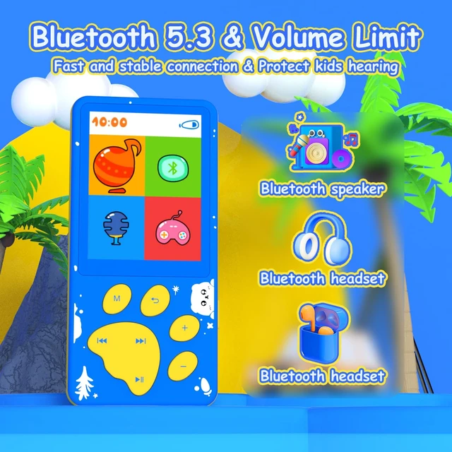 Alt view image 3 of 6 - 32GB Kids MP3 Player with Bluetooth,Speaker and 2.4" Color Screen MP3 Player for Kids, Portable Music Player,MP3 Player with Speaker,Gift for Boys&Girls,Audiobook Player,Built-in Games