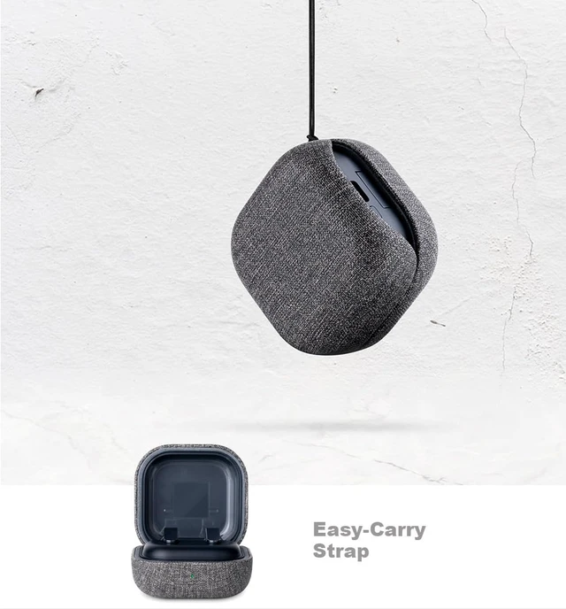 Alt view image 6 of 7 - Case for Samsung Galaxy Buds4 & Buds 4 Pro (2026) - Gray Canvas Style Vegan Leather - Handmade Drop Protection Hard Shell Cover - Samsung Buds 4 Case Cover with Lanyard