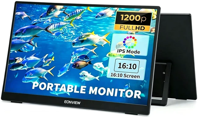 Main image of Portable Monitor, 14 Inch, 1200P IPS Display, Zero Frame, USB-C and HDMI, for Laptop, PC, Mac, PS, Xbox, Nintendo Switch