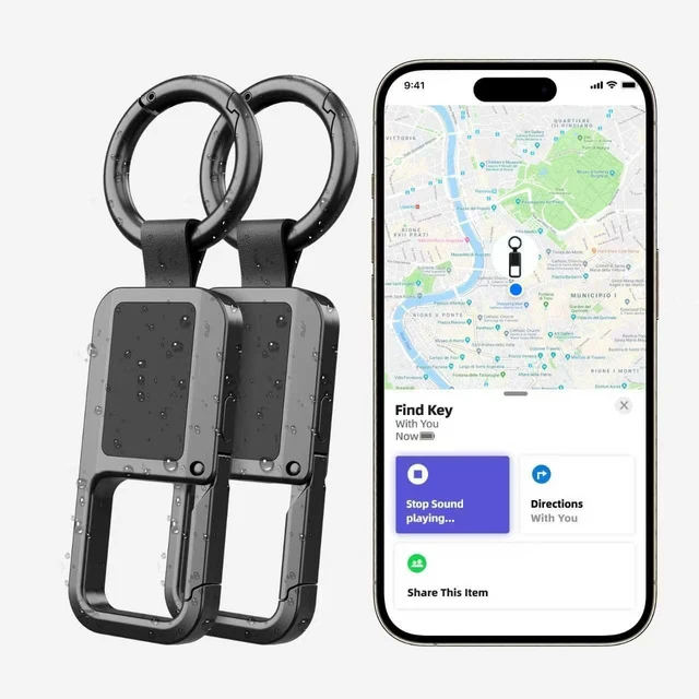 Main image of Keychain Tracker Tag, Works with Apple Find My (iOS Only), Heavy Duty Car Key Chain for Men, llaveros para Hombres Carabiner Keychain Anti-Lost Key Finder
