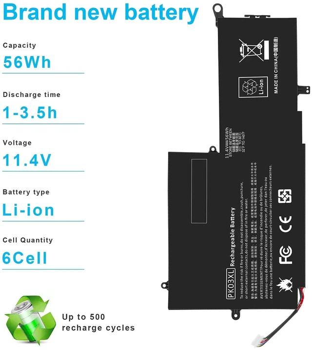 Alt view image 4 of 7 - High Performance Battery for HP PK03XL Spectre 13 Pro X360 G2 G1 Spectre 13-4005dx 14-k119tx 14-k120us 14-k124tx 14-k126tx 14-k127tx 14-k134tu TPN-C109 714762-422 715050-001 Hstnn-lb4p