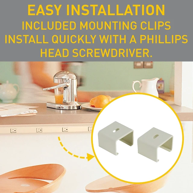 Alt view image 4 of 7 - Legrand - Wall Mount, Ivory Under Counter, 6 Foot Kitchen, 6 Outlet Power Strip to Use as Cable Management, PM36C