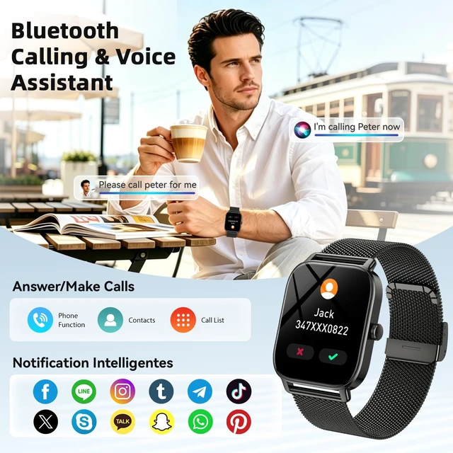 Alt view image 2 of 7 - Smart Watch for Men Women Fitness Tracker: Make Answer Call Smart Watches for Men Digital Watches Waterproof Running Smartwatch for Android Phone iPhone Samsung Compatible Sleep Heart Rate Monitor