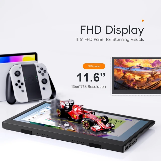 Alt view image 7 of 7 - Small Portable Monitor 11.6", Ultra-Slim Mini Monitor Display with Smart Cover, Plug & Play USB-C/HDMI External Second Screen Travel Monitor