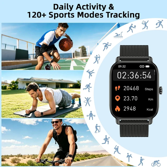 Alt view image 4 of 7 - Smart Watch for Men Women Fitness Tracker: Make Answer Call Smart Watches for Men Digital Watches Waterproof Running Smartwatch for Android Phone iPhone Samsung Compatible Sleep Heart Rate Monitor