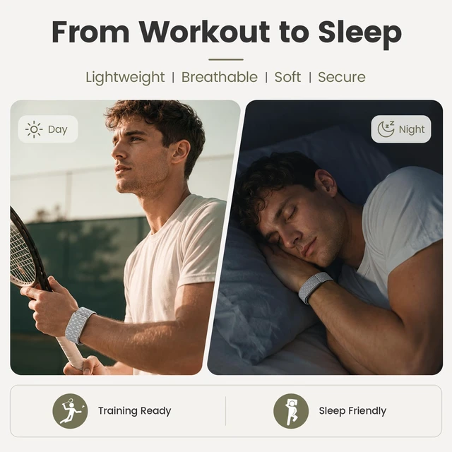 Alt view image 4 of 7 - Nylon Band Compatible with Amazfit Helio Strap and Helio Strap Pro Soft Breathable Sport Nylon, Adjustable Loop Fit, Metal Bumper Case, Overlay Covered Design