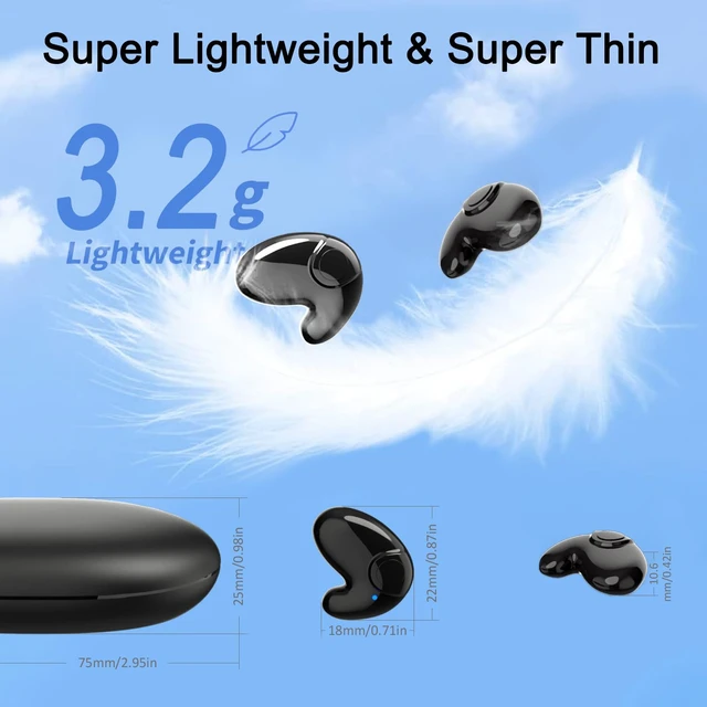 Alt view image 3 of 7 - Invisible Sleep Wireless Earphone, Sleeping Earbuds for Side Sleepers Built-in Mic, Earbuds for Sleeping with Type-C Fast Charging Case (Black)