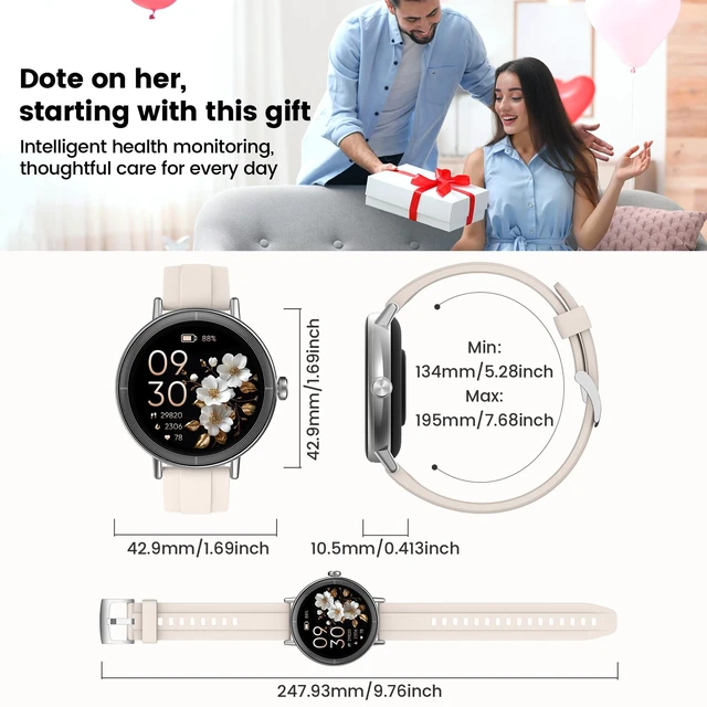 Alt view image 4 of 6 - Smart Watches for Women, 1.27" HD Fitness Tracker with Bluetooth Calls(Answer&Make) IP68 Waterproof Smartwatch Compatible iOS/Android, 100+ Sport Modes Heart Rate/Sleep Monitor Pedometer White
