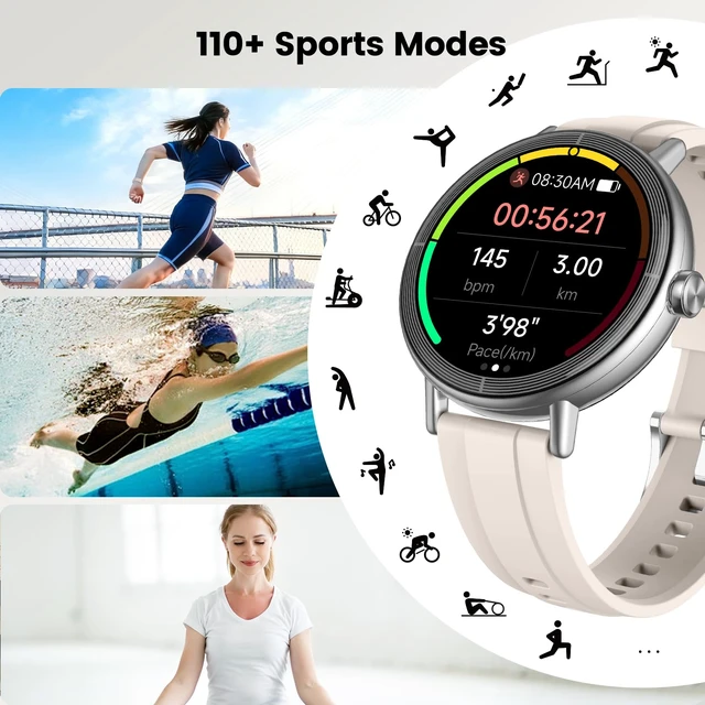 Alt view image 6 of 6 - Smart Watches for Women, 1.27" HD Fitness Tracker with Bluetooth Calls(Answer&Make) IP68 Waterproof Smartwatch Compatible iOS/Android, 100+ Sport Modes Heart Rate/Sleep Monitor Pedometer White