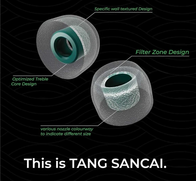 Alt view image 2 of 7 - Tangzu Tang Sancai Wide Bore Silicone IEM Eartips for in Ear Earphones, Replacement Earbuds Tips, S, 3 Pairs