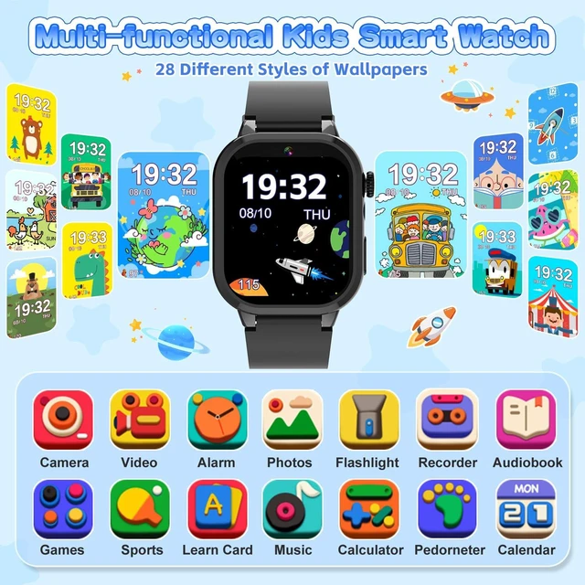 Alt view image 2 of 7 - Smart Watch for Kids with 39 Games, Built-in Camera, Video Recorder, Alarm, Calculator, Pedometer & Various Wallpapers Toys for Ages 4-12 Years Old Birthday